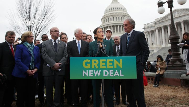 Democratic Lawmakers Rep. Alexandria Ocasio-Cortez And Sen. Ed Markey Unveil Their Green New Deal Resolution